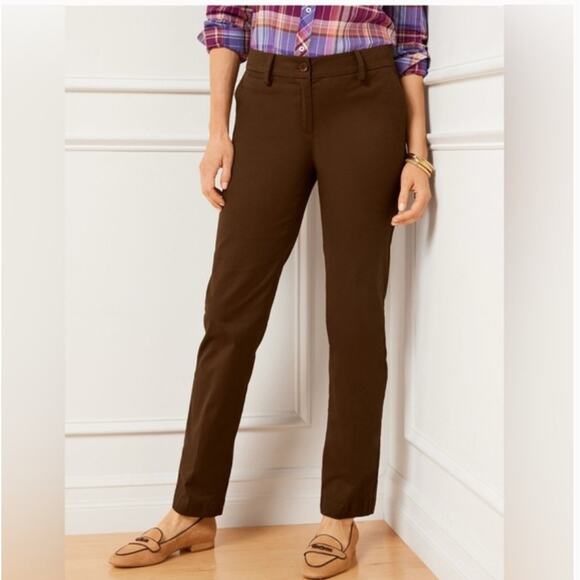 Talbots Brown Curvy Fit Straight Leg Pants - Size 10 - Picture 1 of 10